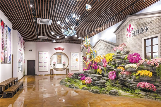 崖門鎮(zhèn)打造的“蘭蘋集市”是一個(gè)花卉展銷平臺(tái)，內(nèi)設(shè)蘭花培育種植科普室。
