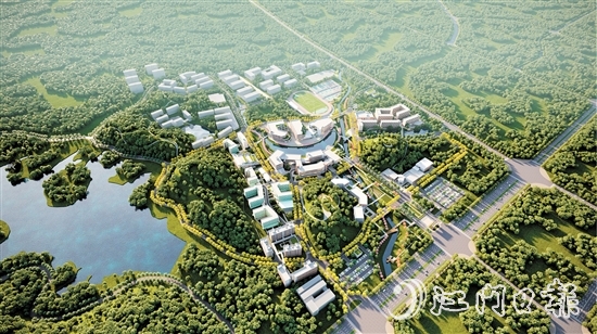 南粵學(xué)院（暫定名）是全國第二所校本部設(shè)在縣級市的高等本科院校，將結(jié)合地方產(chǎn)業(yè)發(fā)展，開設(shè)智能制造、航空、信息、經(jīng)管、法律等相關(guān)學(xué)科專業(yè)。圖為項(xiàng)目效果圖。