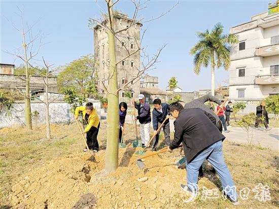 啟動(dòng)儀式結(jié)束后，干群一起植樹(shù)。