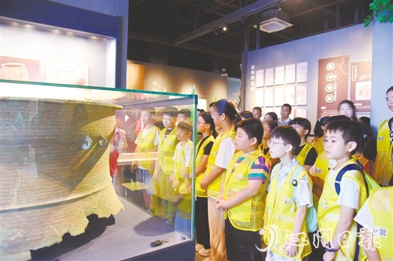 僑童們在恩平市博物館了解恩平悠久厚重的歷史文化。