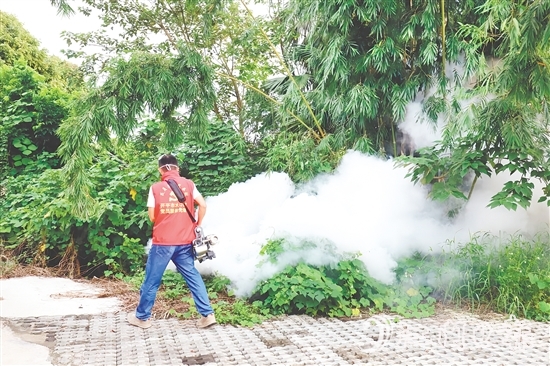 水口鎮(zhèn)開展專業(yè)消殺，有效降低蚊媒密度，保障群眾健康。