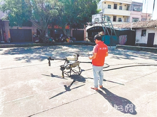 陽光農(nóng)險江門中支利用無人機，開啟“科技滅蚊”模式。